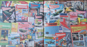 Endpapers of the book showing some of the merchandise available.