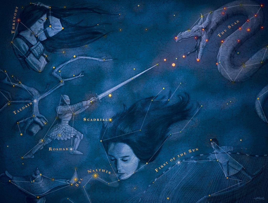 Cosmere Constellation by Isaac Stewart, which served as end papers for the hardcover